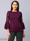 Purple Latest Fancy Stylish Lycra Russel Net Party Wear Ladies Top Collection 2787